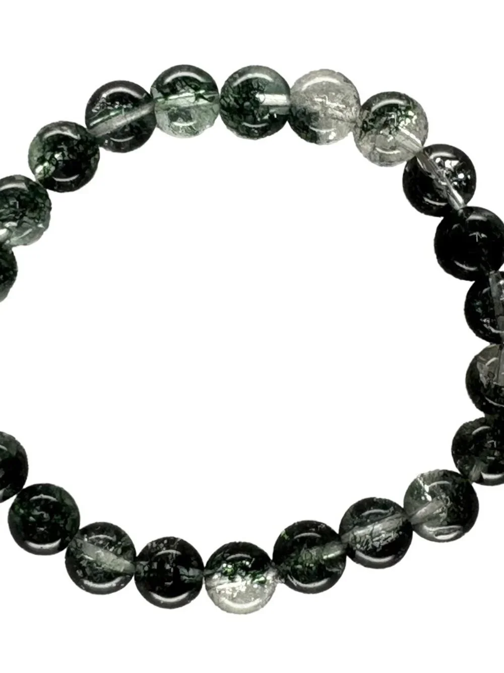8mm Natural Green Phantom Ghost Quartz Bracelet Wealth Heart Chakra Healing Gift